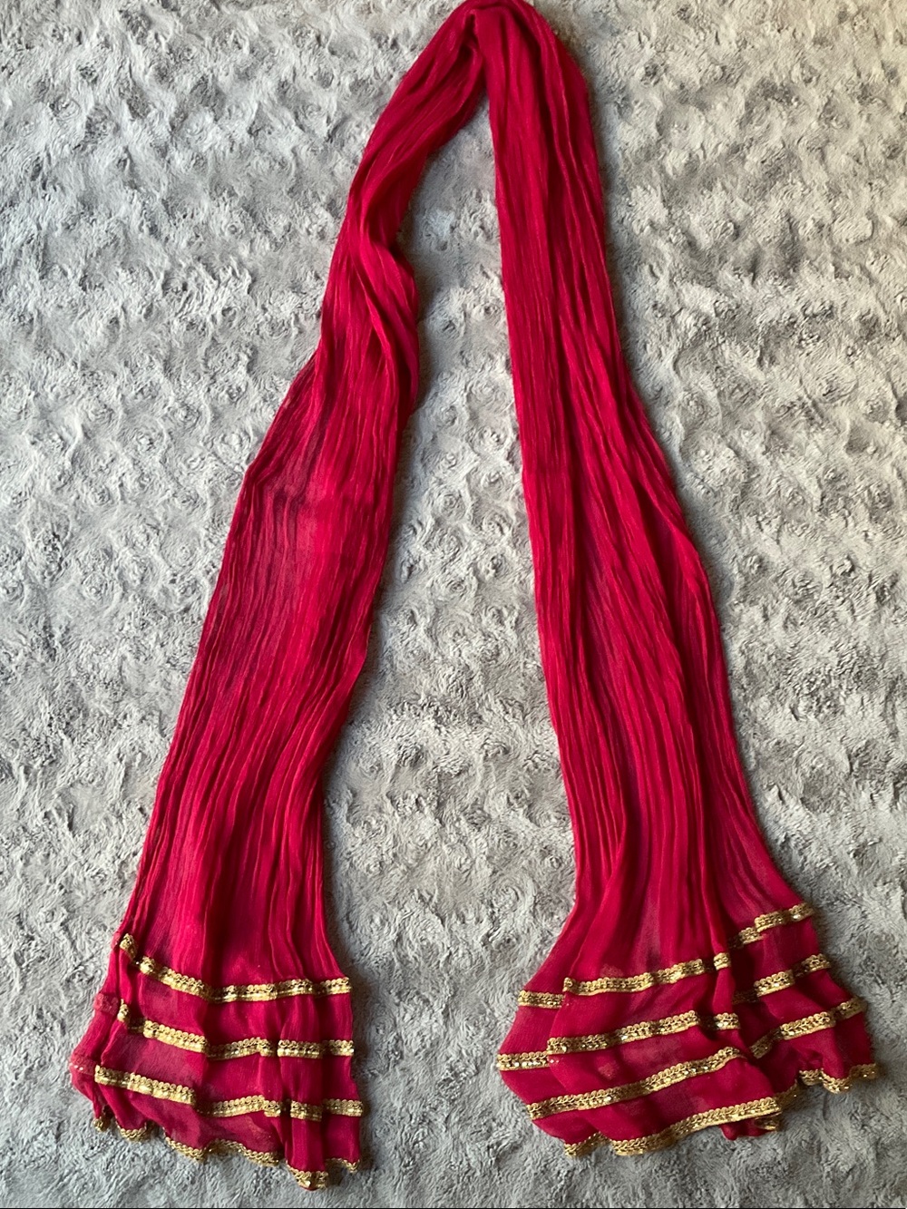 Women’s Red Scarf \ Dupatha with Gold Trim